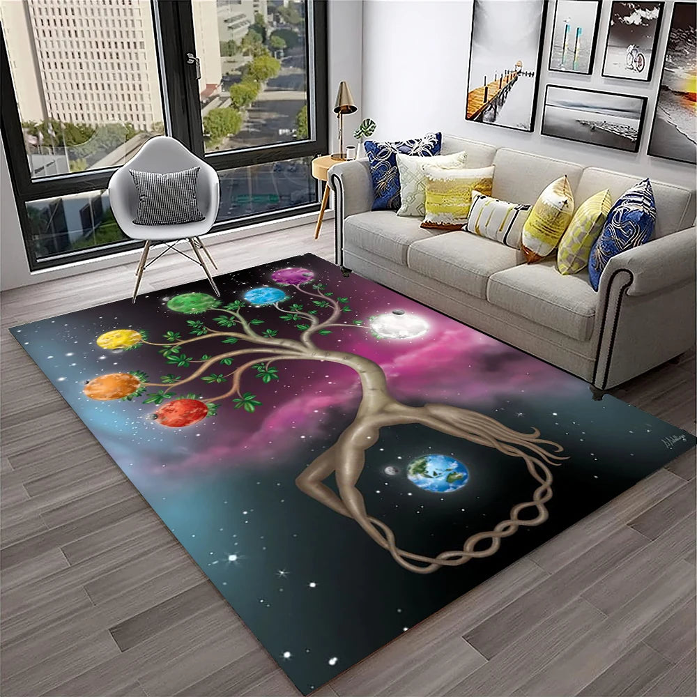 Rainbow 7 Chakra Yoga Meditation Soft Carpet Rug for Home Living Room Bedroom Sofa Doormat Decor,Area Rug Non-slip Floor Mat
