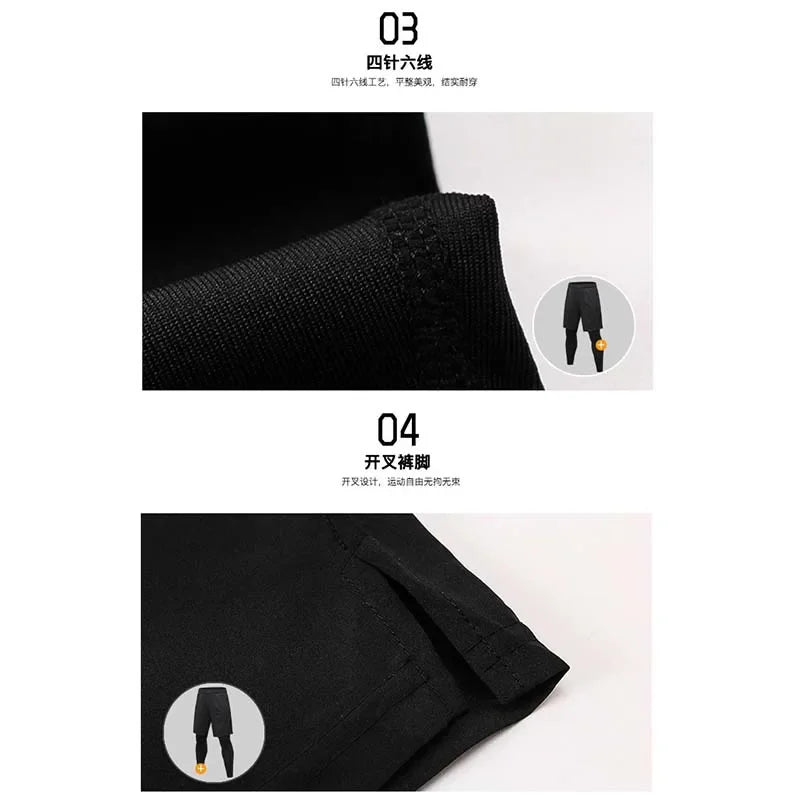 2025 Men's Outdoor Casual Quick Drying Fishing Pants, Cycling, Hiking, and Tight Elastic Two-piece Fitness Running Pants