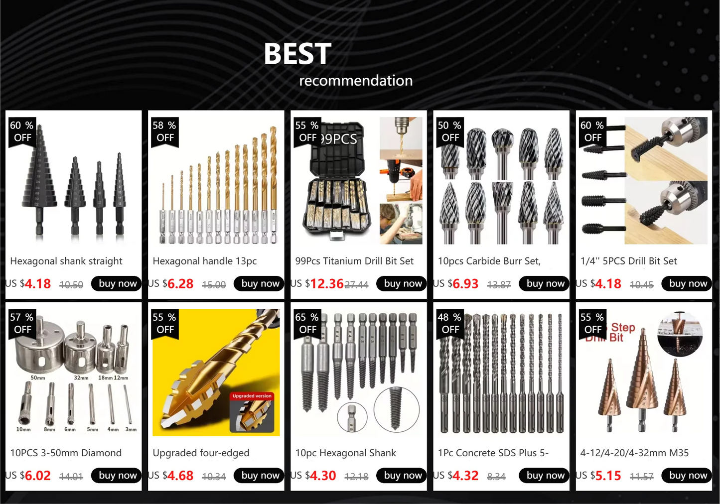 Outdoor Carpenter Drill Bits for Camping Survival Tools Drilling Holes Chopping Wood Accessories Four Blade Support Drill Bits