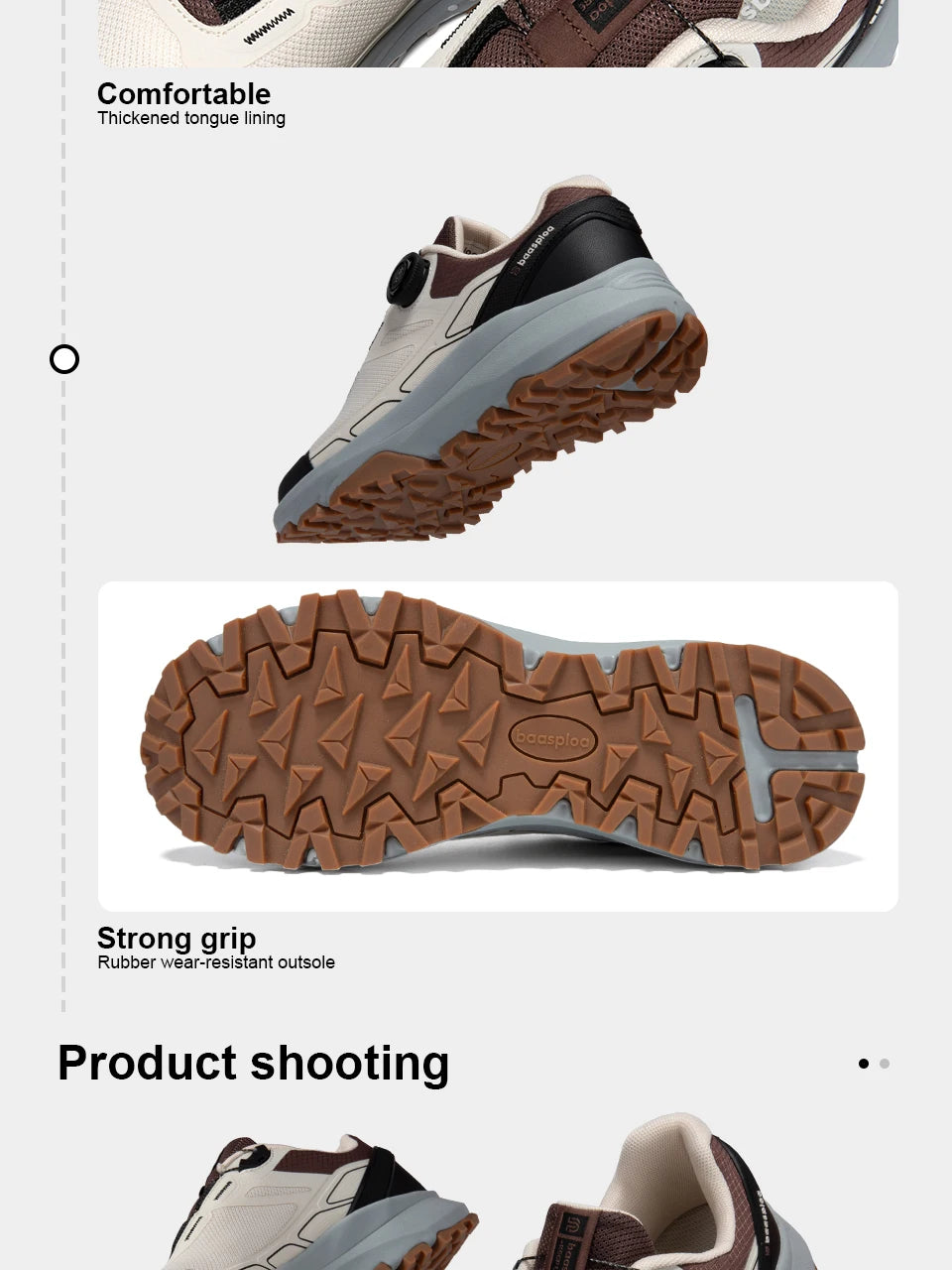 Baasploa Men Hiking Shoes Outdoor Climbing Mesh Breathable Travel Walking Shoes Male Non-Slip Wear Resistant Comfortable Sneaker