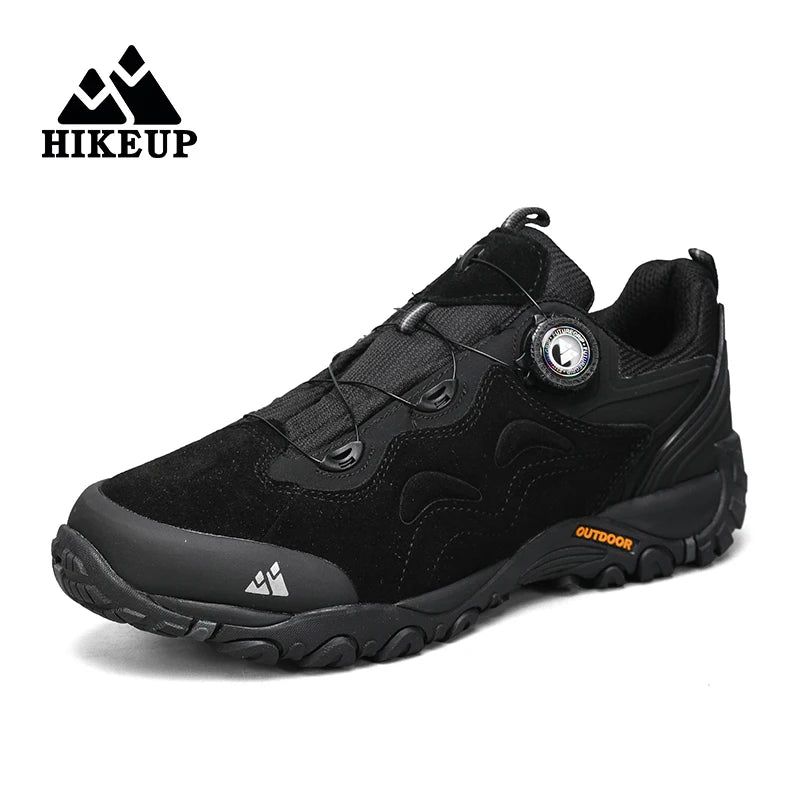 HIKEUP-Leather Shoes for Men, Outdoor Hiking Shoes, Tourist Trekking Sneakers, Mountain Climbing Trail Jogging Shoes, Turnbuckle