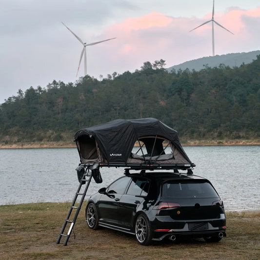 Waterproof Windproof Roof Top Tent Entry Level Aluminium Fold Out Car Roof Tents Sturdy for Sedan Van SUV Truck Camping Outdoor