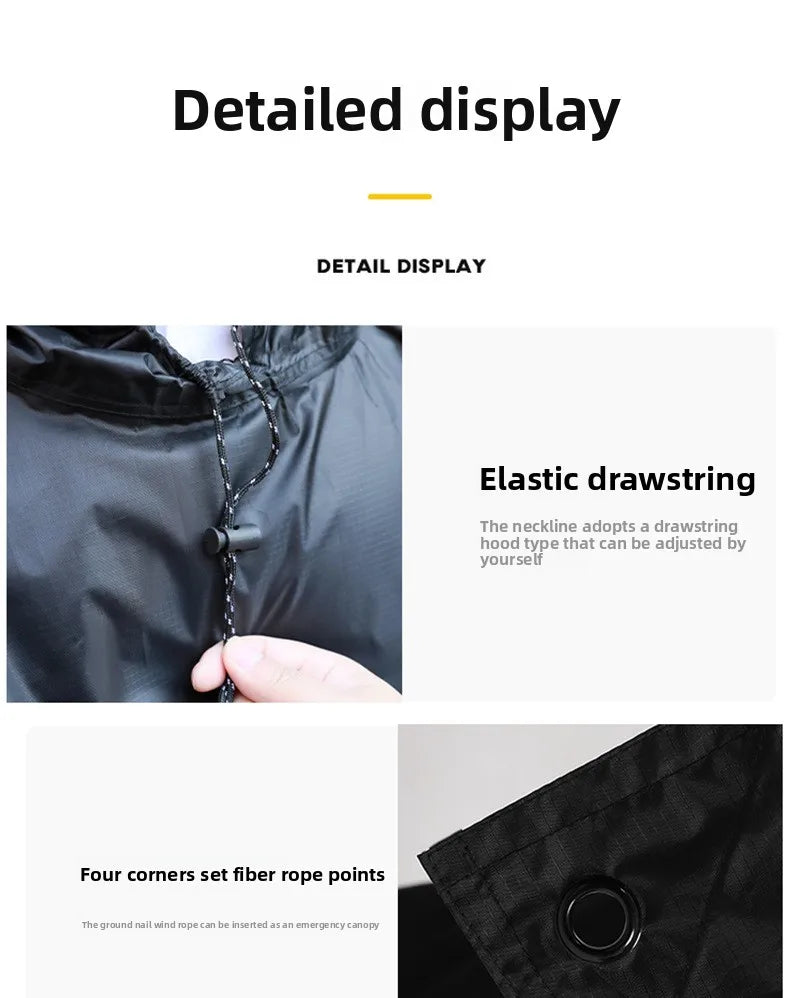 3-in-1 outdoor raincoat Hooded sleeve waterproof poncho Camping hiking Raincoat tent motorcycle rain cover