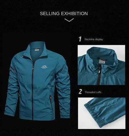 Men Summer Windbreaker Zip Pockets Uv Sun Protection Jackets Breathable Ultra-light Working Clothes Outdoor Skin Thin Coats Camp
