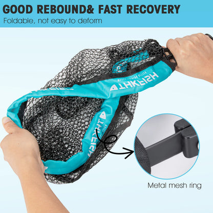 Foldable Fly Fishing Nets Portable Mesh Fishing Hand Net Outdoor Stream ABS Handle Dip Casting Landing Net Fishing Tools