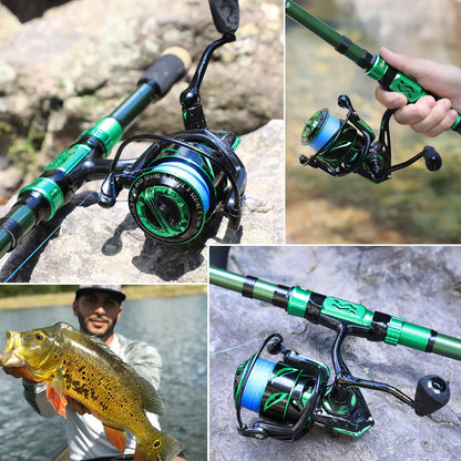 Sougayilang Fishing Rod Reel Combo 1.8-3.0m 24 Ton Carbon Fibre Telescopic Fishing Rod 1000-4000 12+1BB Spinning Reels Set Pesca