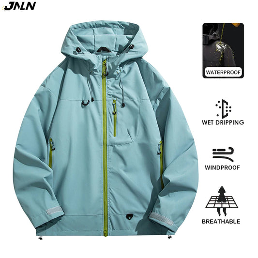 JNLN Unisex Waterproof Windbreaker Outdoor Sport Windproof Single-Layer Jacket Men Women Hiking Climbing Trekking Rain Coat