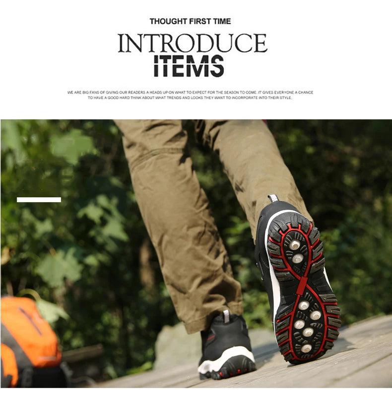 Men's Hiking Shoes Waterproof Leather Outdoor PU Shoes Wear-resistant Men Trekking Walking Hunting Tactical Sneakers