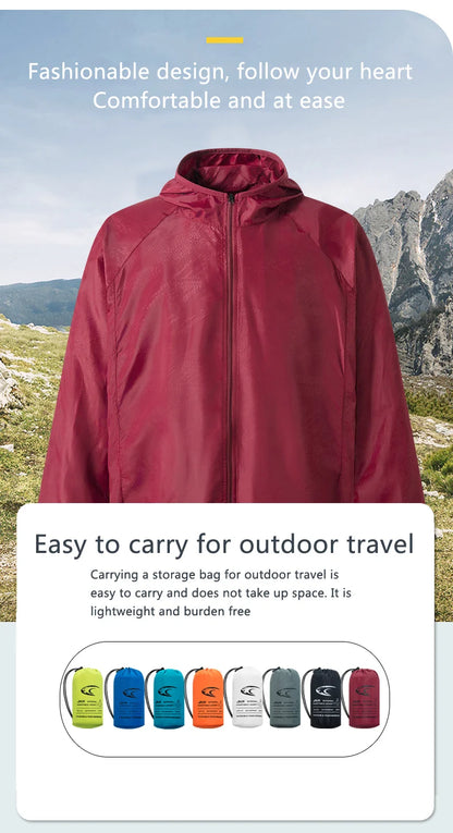 JNLN Men's Women's Waterproof Hiking Jacket Quick Dry Sun Protection Windbreaker Camping Hunting Climbing Outdoor Rain Coat