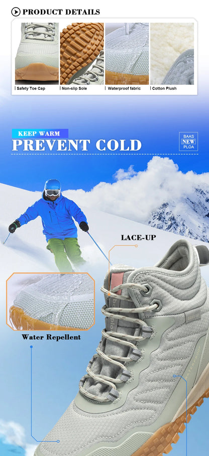 Baasploa Winter Women Sneakers Plush Warm Snow Boots Non-Slip Waterproof Shoes Women Outdoor Boots Walking Shoes