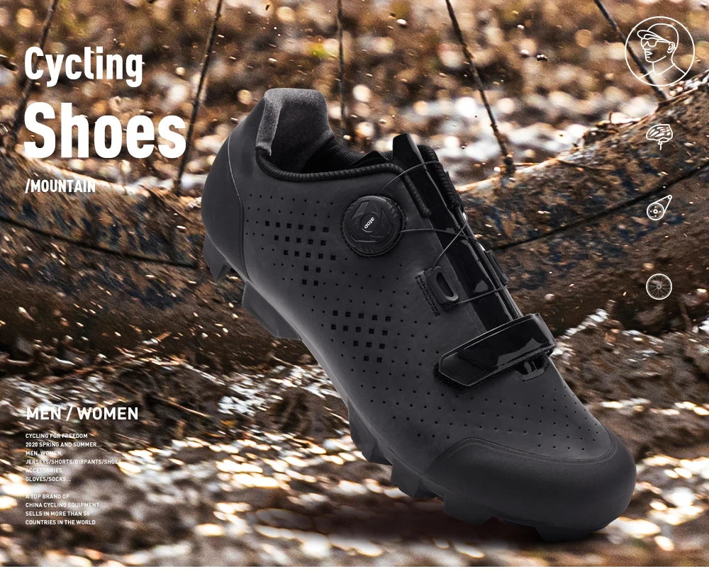 Santic Cycling MTB Shoes Men Professional Mountain Bike Lock MTB Cycling Shoes Accessories Breathable Self-Locking Shoes