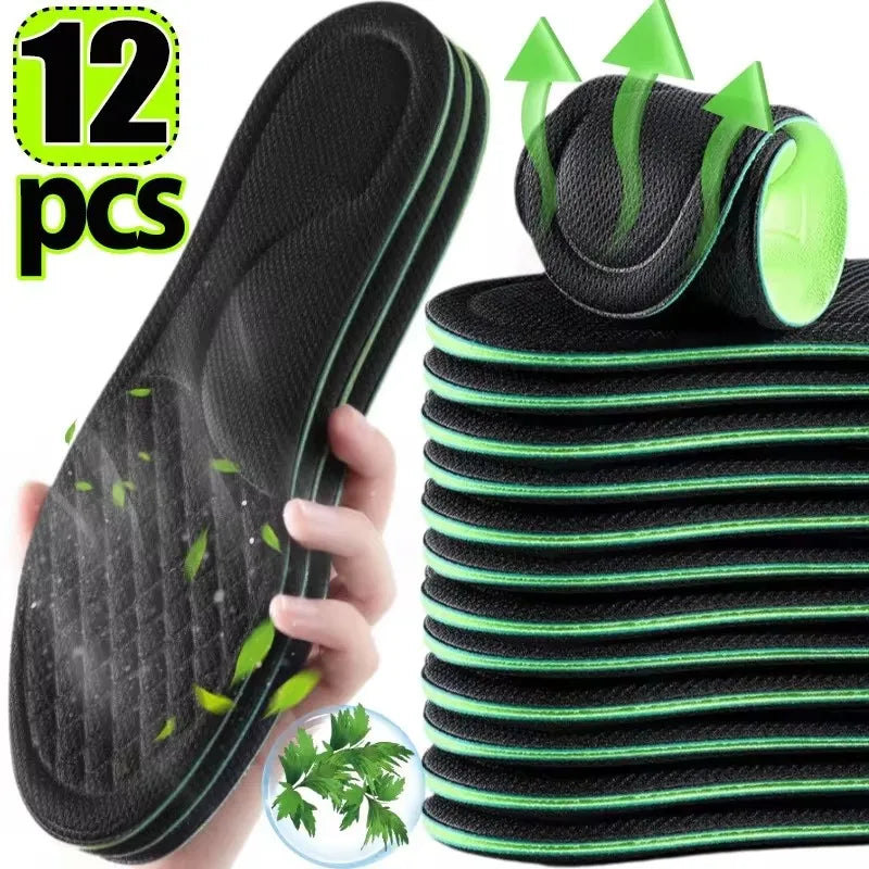 12/2pcs Soft Memory Foam Orthopedic Insoles Deodorizing Insole for Shoes Sports Absorbs Sweat Antibacterial Shoe Accessories