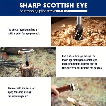 Portable Hand Drill Punch Tool Outdoor Survival Woodworking Bushcraft Settlers Auger Drill Bits for Camping Hiking