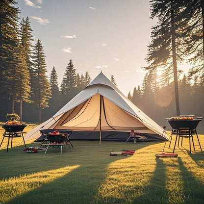 1-Person Ultralight Pyramid Tent - Without Poles, Waterproof PU4000, Mesh Layers for Backpacking & Mountain Hiking