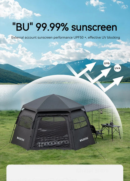 Naturehike Blackdog Automatic One-touch Tent Outdoor Camping Hexagonal Dome Tent Quick Open Waterproof Black Coated Sunscreen