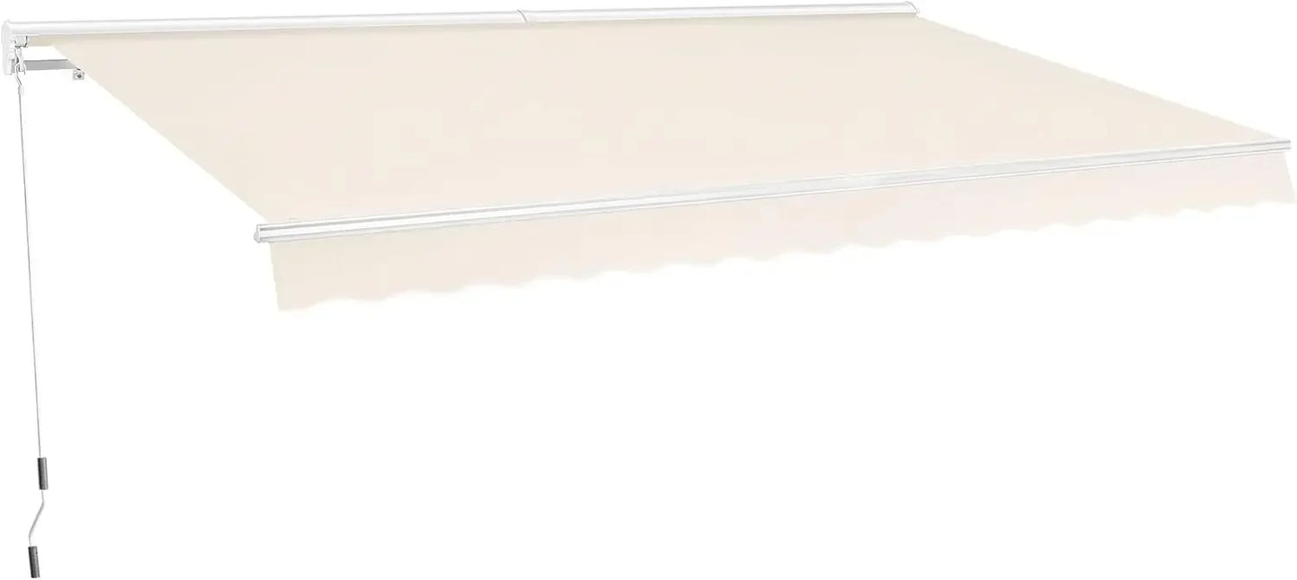 10' x 8' Manual Retractable Patio Awning with Half-Cassette – Sunshade Canopy for Durable Outdoor Shade, Easy Operation & Weath