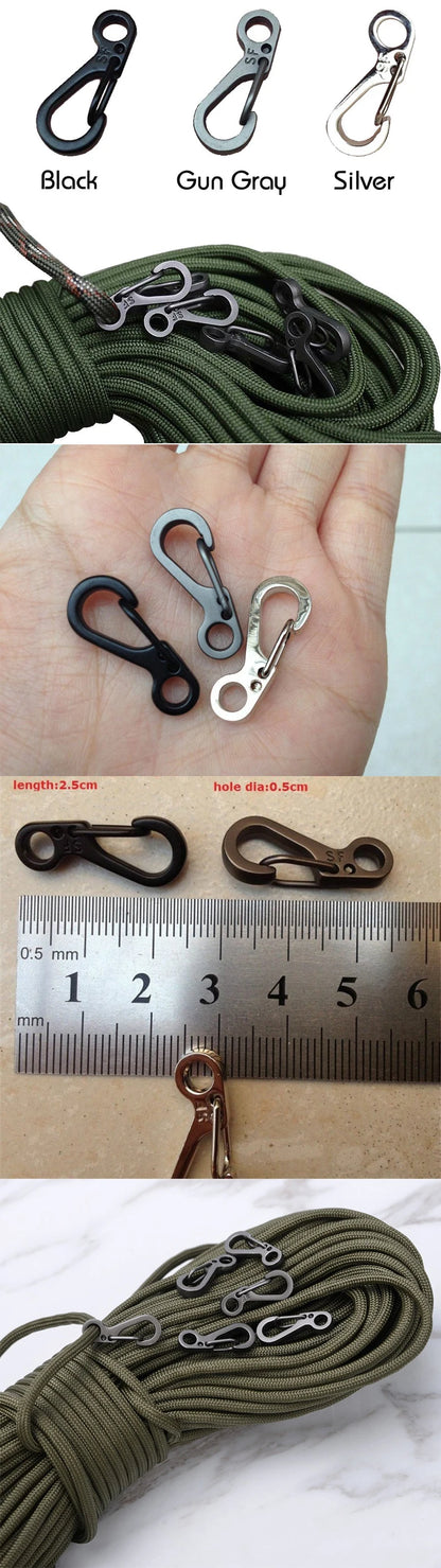 10Pcs/lot Mini Carabiner Paracord Molle Gear Hooks Key Chain Camping EDC Survival Climbing SF Spring Backpack Clasps Keychain