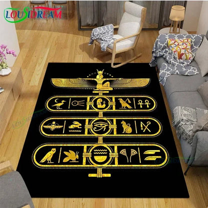 Egyptian Pharaoh- goddess-Runes Printed  Carpets Living Room Anti-Skid Area Rug Kids Bedroom Mats Yoga Mat Large Carpet Decor