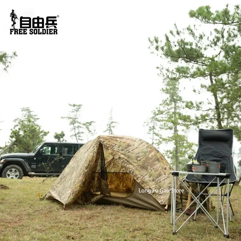 Outdoor Single Camouflage Tent Rainproof Sunscreen Thickened Camping Tent  Camouflage Park Tent Camping Tool New