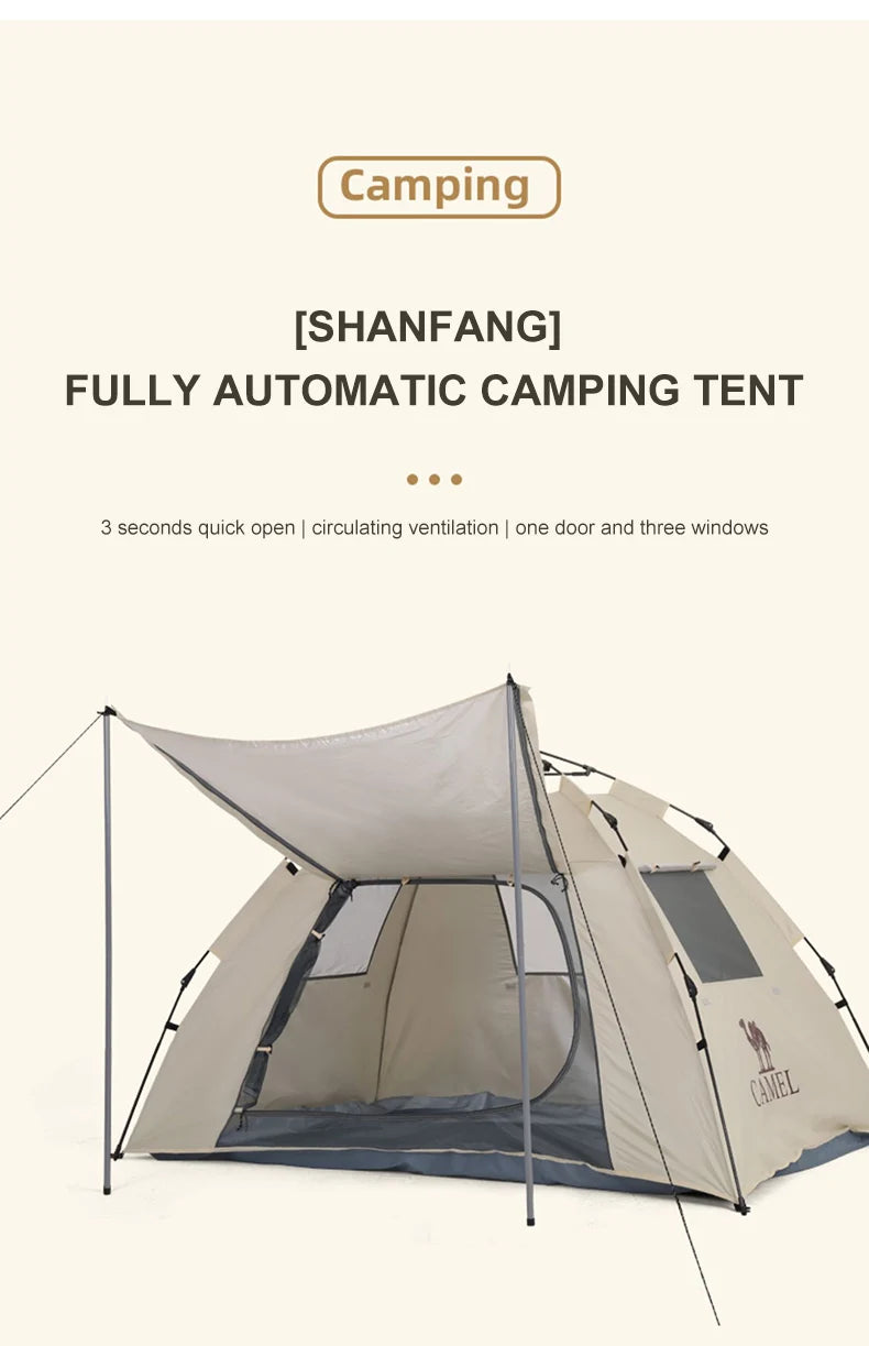 GOLDEN CAMEL 2-3 Persons Camping Tents Outdoor Portable Folding Automatic Tent Travel Rainproof Camping Equipment Beach Canopy