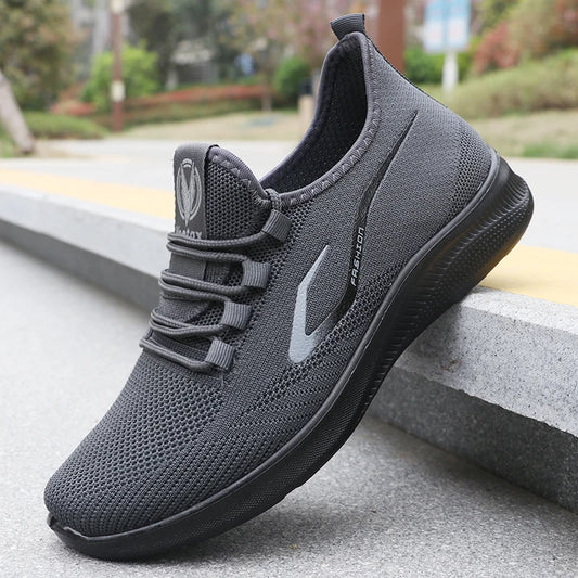 Men's Fashionable Solid Woven Knitted Running Shoes - Lightweight, Breathable, Non-Slip - Perfect Sports Shoes for Out - Lightweight, Breathable, Anti-Slip