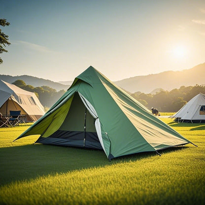 1-Person Ultralight Pyramid Tent - Without Poles, Waterproof PU4000, Mesh Layers for Backpacking & Mountain Hiking