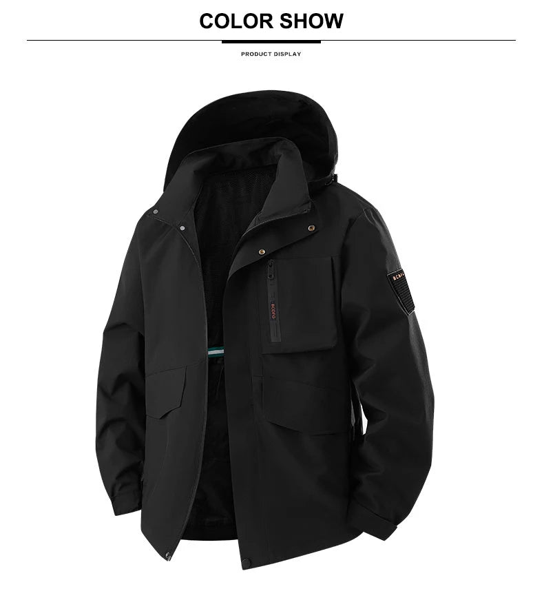 CHRLCK Men Women Hiking Jackets Waterproof Large Size Spring Autumn Windbreaker Camping Climbing Outdoor Coats Unisex