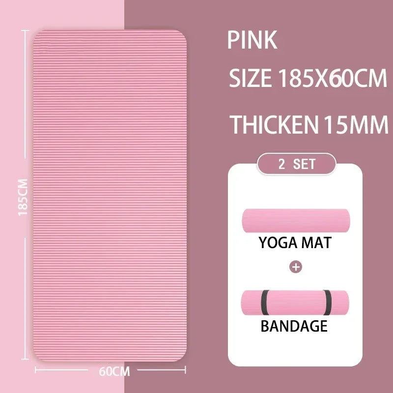 15mm Thick Yoga Mat Anti Slip Environmental Sports Fitness Mat NBR Comfortable Foam Yoga Mat for Family Exercise Yoga Pilates