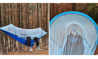 260*140cm Automatic Quick-opening Mosquito Net Hammock Outdoor Camping Bed Pole Anti-rollover Nylon Hammock with Mosquito Net