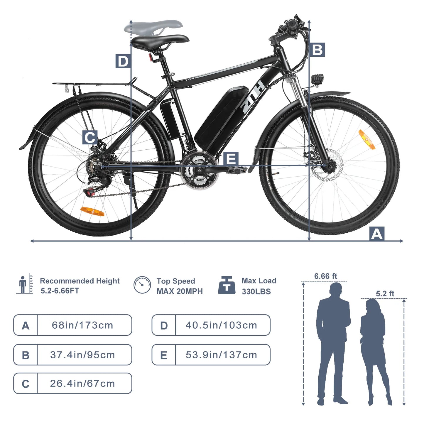 1000W Peak 48V Electric Bike for Adults, 26 inch Electric Mountain Bike with Removable Battery,Up to 50Miles Range 20 MPH