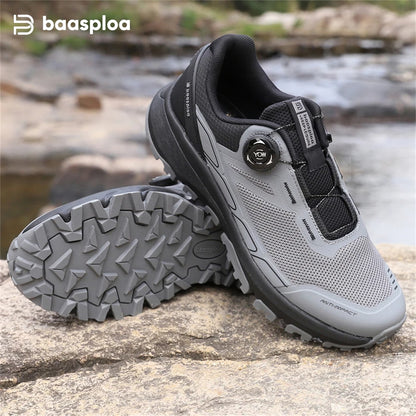 Baasploa Men Hiking Shoes Outdoor Climbing Mesh Breathable Travel Walking Shoes Male Non-Slip Wear Resistant Comfortable Sneaker