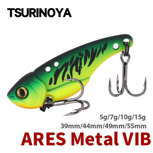 TSURINOYA Fishing Hard Lure Metal VIB ARES-A 5g 7g 10g 15g Treble Hook Double Hole Low Center Of Gravity Artificial Bait