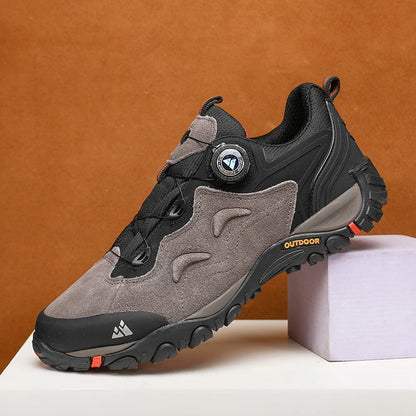HIKEUP-Leather Shoes for Men, Outdoor Hiking Shoes, Tourist Trekking Sneakers, Mountain Climbing Trail Jogging Shoes, Turnbuckle