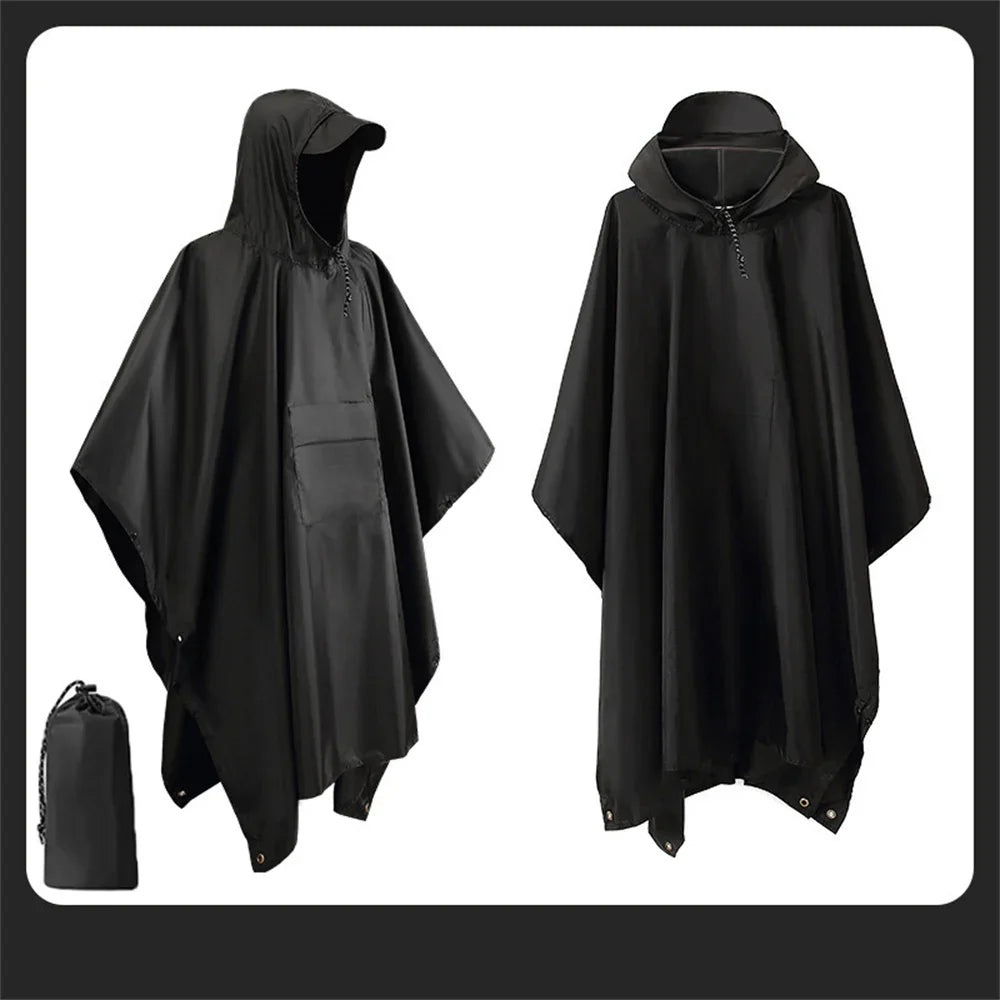 Outdoor 3in1 Hooded Waterproof Military Raincoat Poncho Motorcycle Camping Hiking Travel Rain Cover Tent
