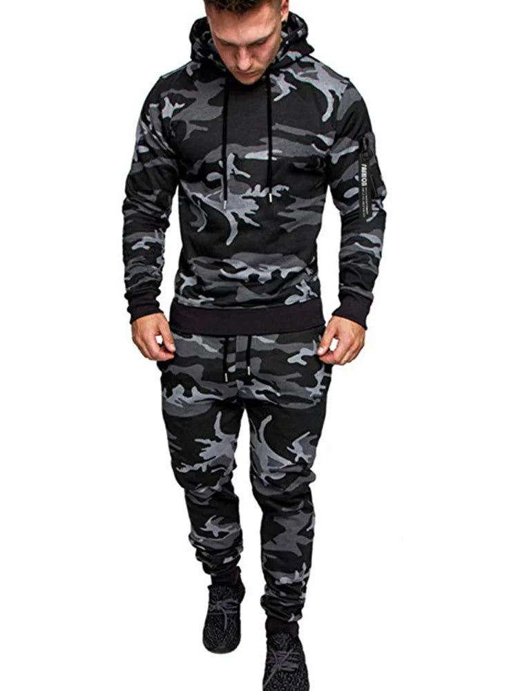 2023 new Men's Camouflage Tracksuit Sport Hoodies Pants Two Piece Set Outdoor Sports Suit Casual Jogging Suit Sweatshirts
