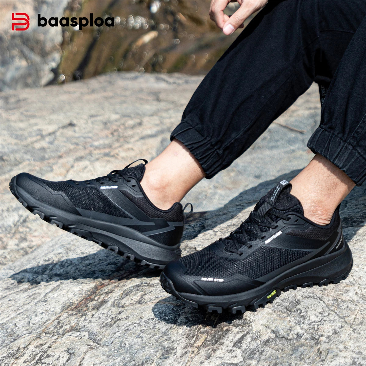 Baasploa Men Shoes Outdoor Hiking Anti-Slip Wear-Resistant Shoes Breathable Men New Sports Men Walking Shoes