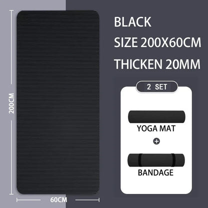 Thickened 15mm NBR Yoga Mat Double-sided Anti Slip Sports Fitness Mat Sports Yoga and Pilates Gymnastics Mat Fitness Equipment