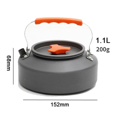 0.8L/1.1L/1.2L/1.6L/2L/2.5L Aluminum alloy Portable Outdoor Camping Coffee and Tea Kettle for Hiking Fishing Picnic and Cooking