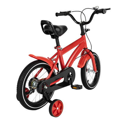 14" Children's Bicycle White/Red/Blue/Yellow Stabilized Child Training Bike with Handbrake Removable Wheels for Kids 3-6 Years