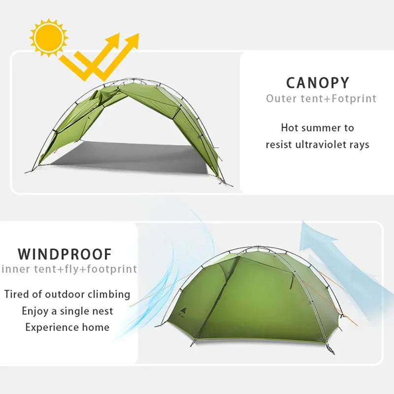 FLAME'S CREED TAIJI 2 15D Nylon Camping Ultralight Tent Outdoor 2 Persons 3/4 Season  Double Layer Camping  Hiking Tents
