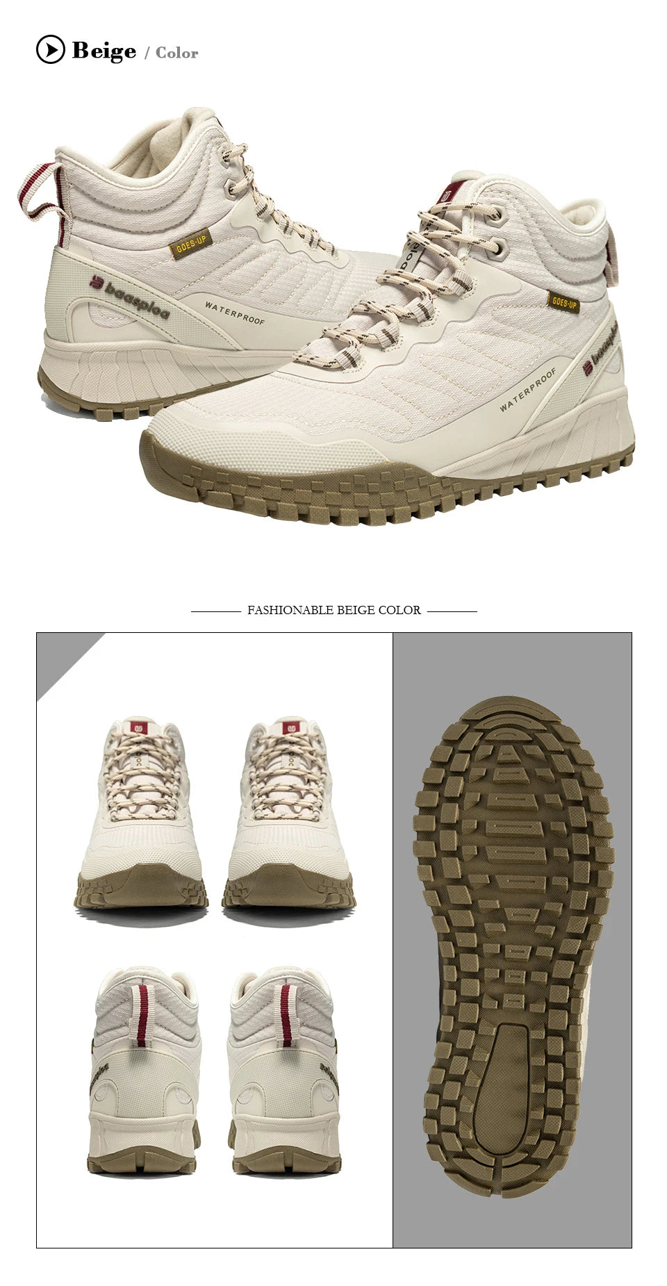 Baasploa Winter Women Sneakers Plush Warm Snow Boots Non-Slip Waterproof Shoes Women Outdoor Boots Walking Shoes