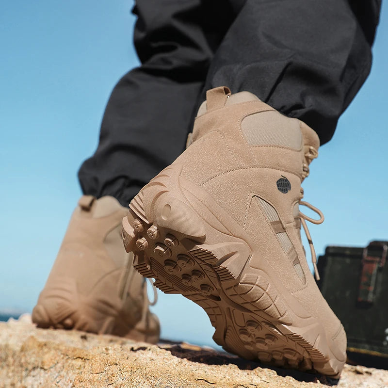 Hiking Men Shoes Mid-top Outdoor Comfortable Anti-slip Combat  Boots Men Shoes Thick-soled Sporty Keep Warm Casual Men Shoes