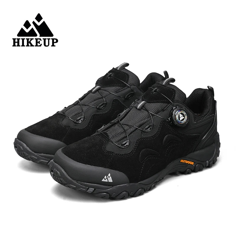 HIKEUP-Leather Shoes for Men, Outdoor Hiking Shoes, Tourist Trekking Sneakers, Mountain Climbing Trail Jogging Shoes, Turnbuckle