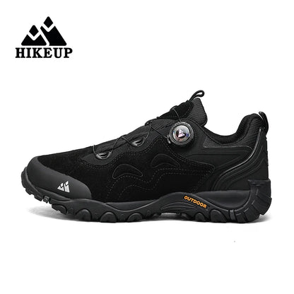 HIKEUP-Leather Shoes for Men, Outdoor Hiking Shoes, Tourist Trekking Sneakers, Mountain Climbing Trail Jogging Shoes, Turnbuckle