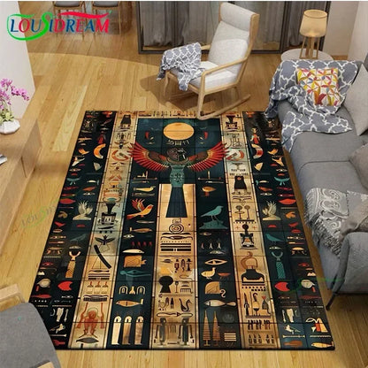 Egyptian Pharaoh- goddess-Runes Printed  Carpets Living Room Anti-Skid Area Rug Kids Bedroom Mats Yoga Mat Large Carpet Decor