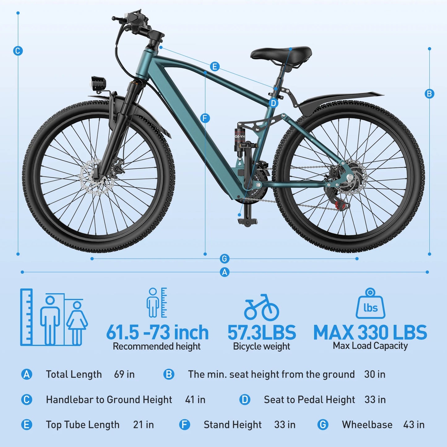 26" 24" Electric Motorcycles Mountain Bike for Adults 36V 374Wh/468Wh Battery,500W Motor Bicycle, 21-Speed 30 Miles Range Ebikes