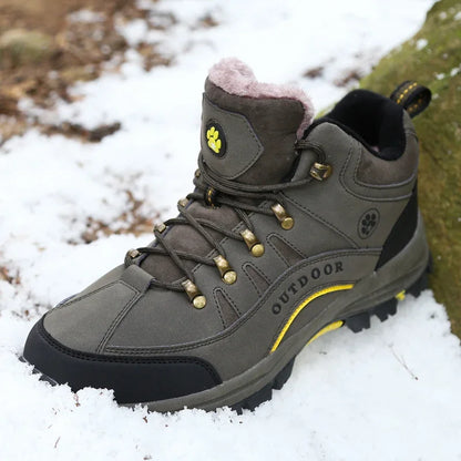 Unisex Winter Plush High Top Hiking Shoes Women Outdoor High Quality Keep Warm Snow Casual Sneakers Men Non-slip Trekking Boots