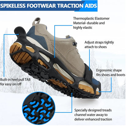 Spikeless Ice Cleats Anti-Slip Shoe Traction Grips Crampons Traction Aids Slick Wet Slippery Surface Indoor Outdoor Overshoes