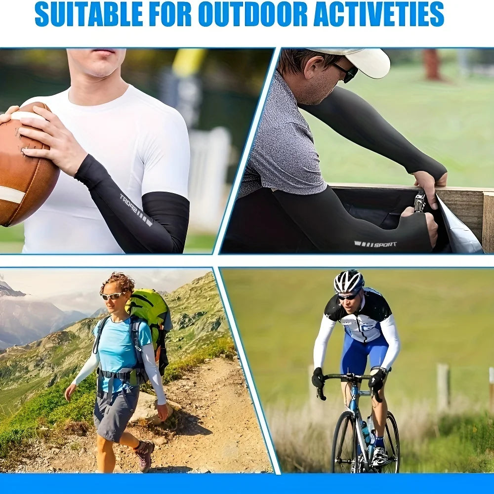 1/2/4 Pairs UV Sun Protection Arm Sleeves for Men Women, Compression Cooling Sun Sleeves - Sports - Workouts - Tattoo Cover