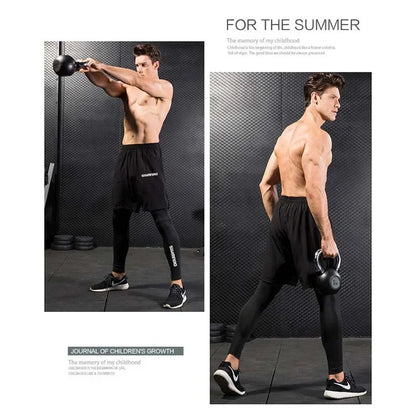 2025 Men's Outdoor Casual Quick Drying Fishing Pants, Cycling, Hiking, and Tight Elastic Two-piece Fitness Running Pants